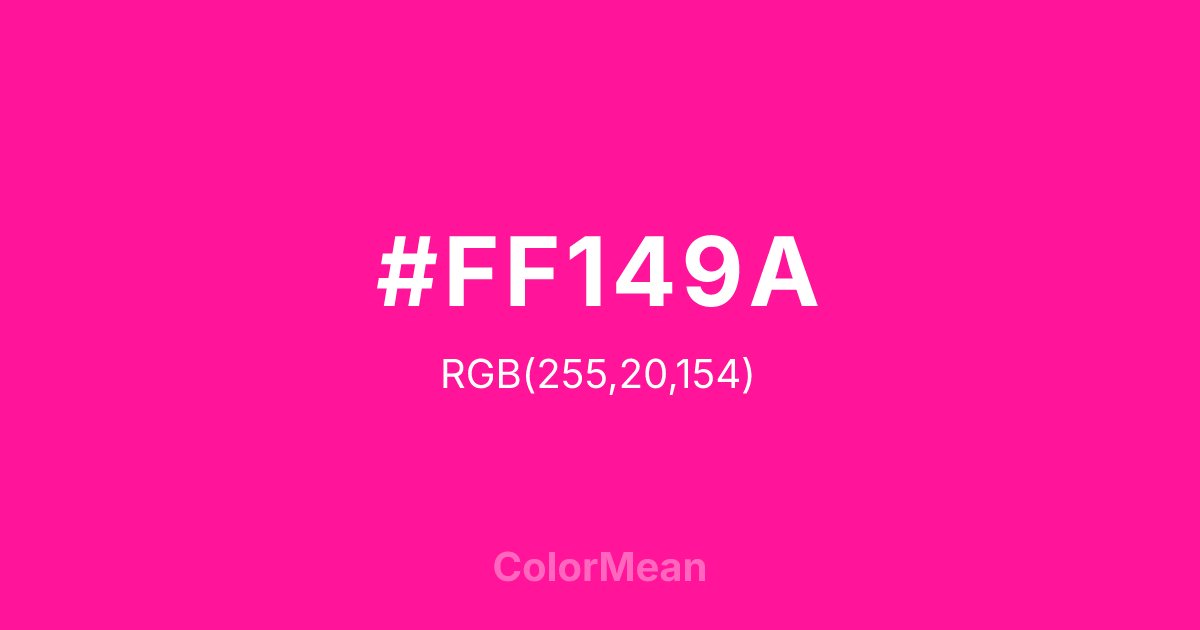 Color swatch image showing #FF149A with RGB(255,20,154) values