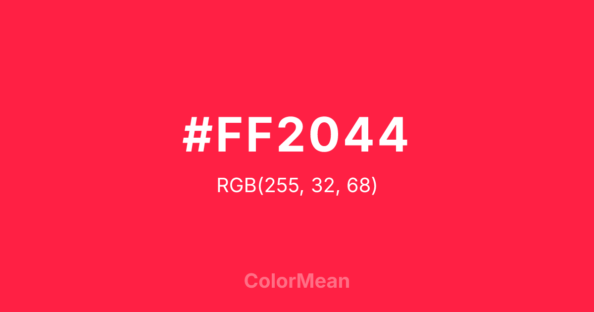 Color swatch image showing #FF2044 with RGB(255,32,68) values