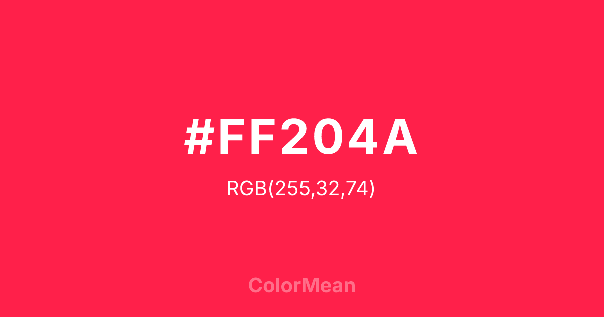 Color swatch image showing #FF204A with RGB(255,32,74) values