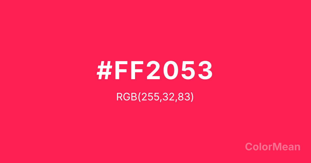 Color swatch image showing #FF2053 with RGB(255,32,83) values