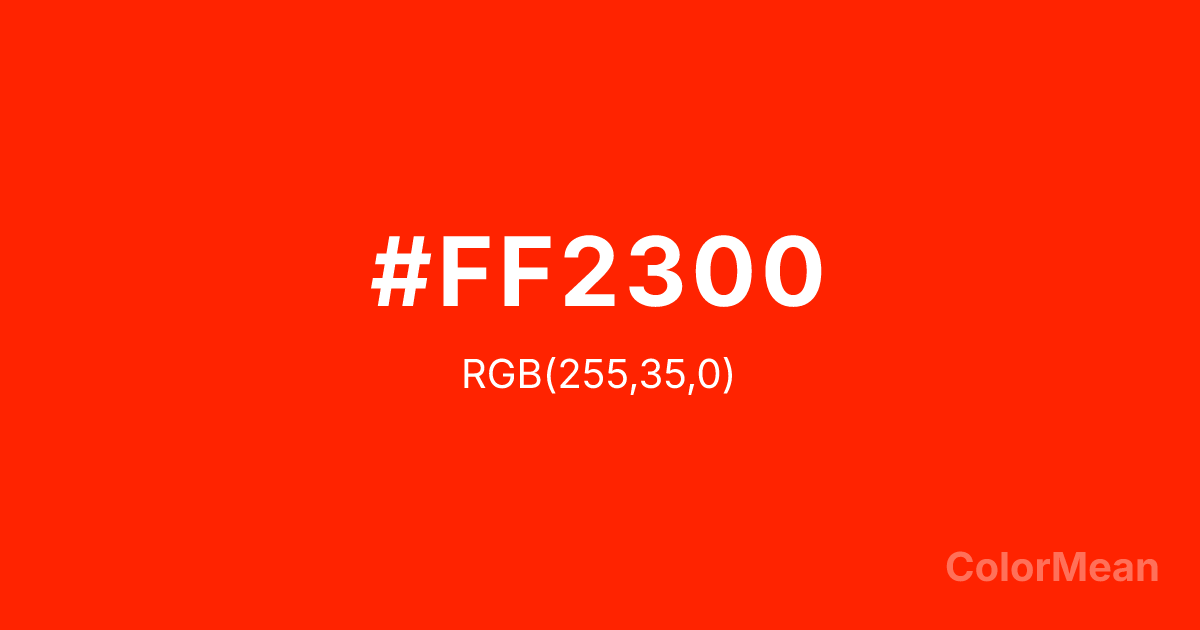 Color swatch image showing #FF2300 with RGB(255,35,0) values