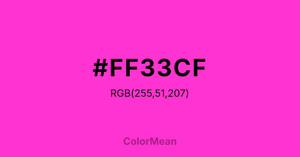 Color swatch image showing #FF33CF with RGB(255,51,207) values