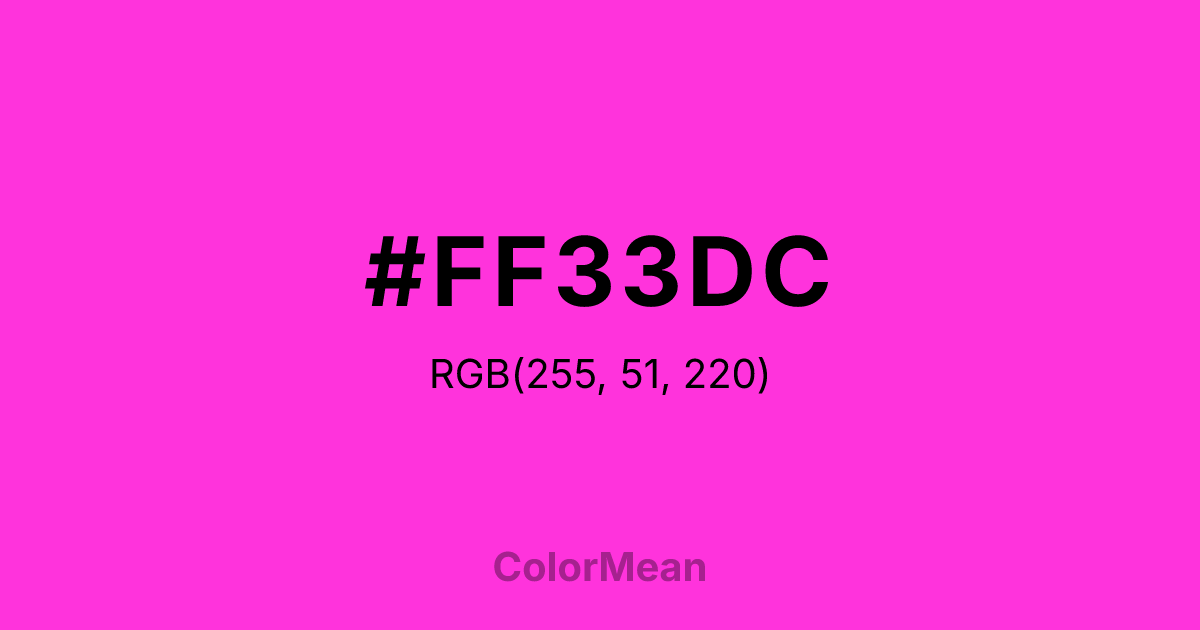 Color swatch image showing #FF33DC with RGB(255,51,220) values