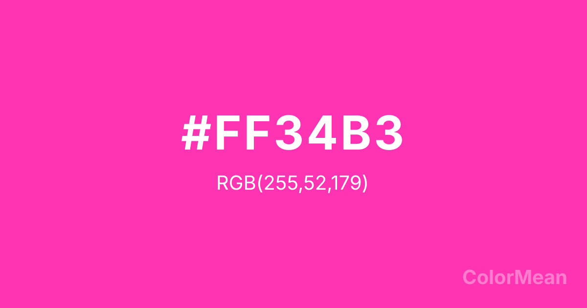 Color swatch image showing Maroon1 (#FF34B3) with RGB(255,52,179) values