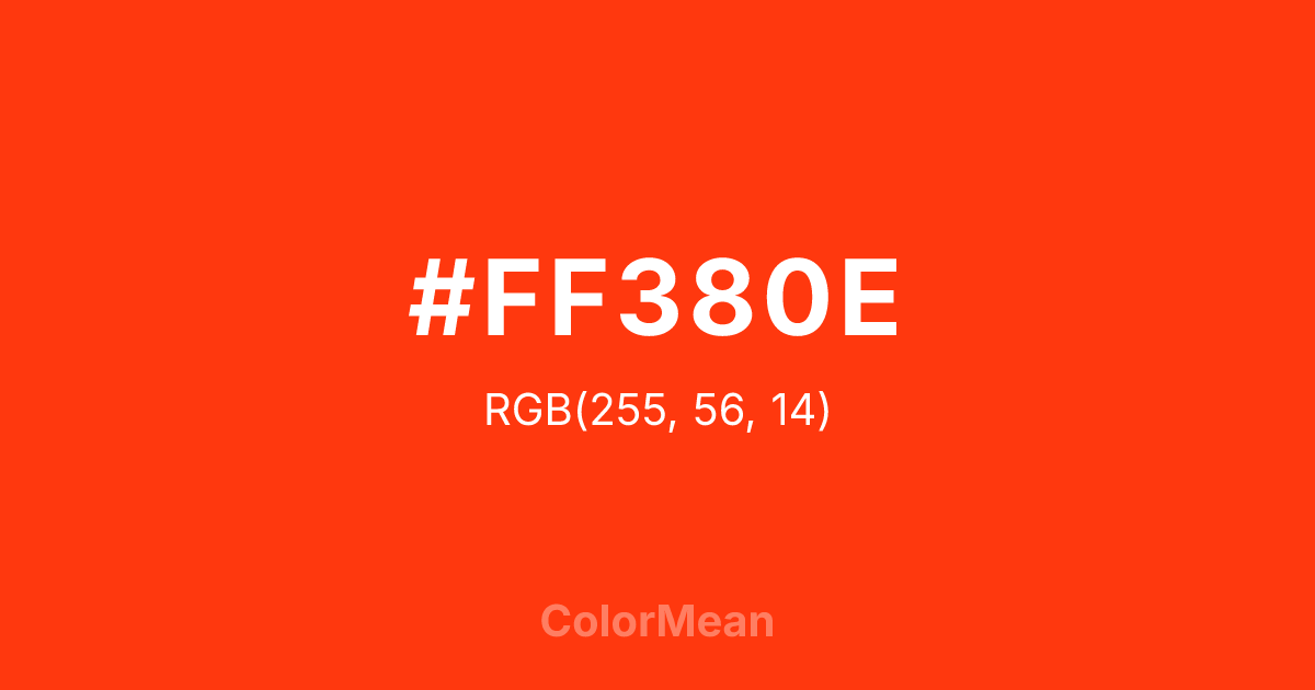Color swatch image showing #FF380E with RGB(255,56,14) values