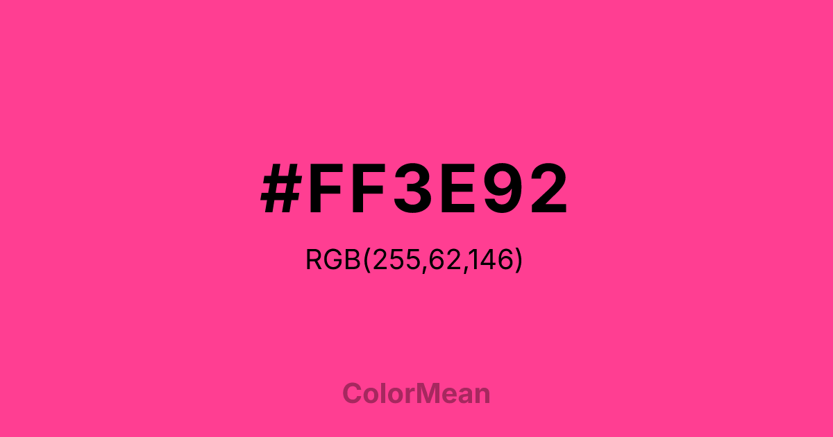 Color swatch image showing #FF3E92 with RGB(255,62,146) values