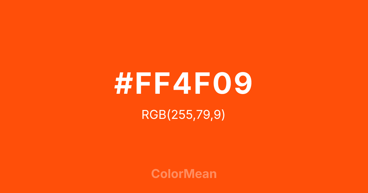 Color swatch image showing #FF4F09 with RGB(255,79,9) values