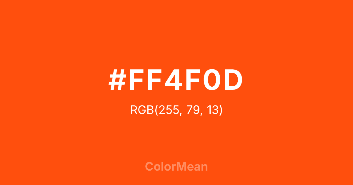 Color swatch image showing #FF4F0D with RGB(255,79,13) values