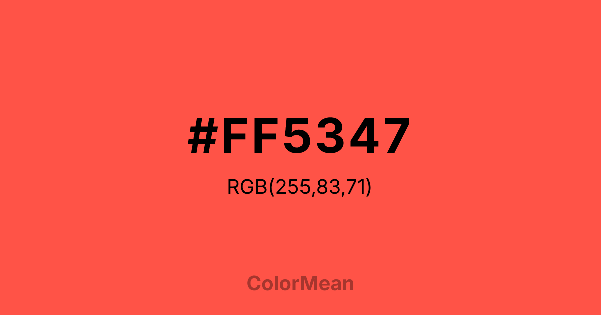 Color swatch image showing #FF5347 with RGB(255,83,71) values