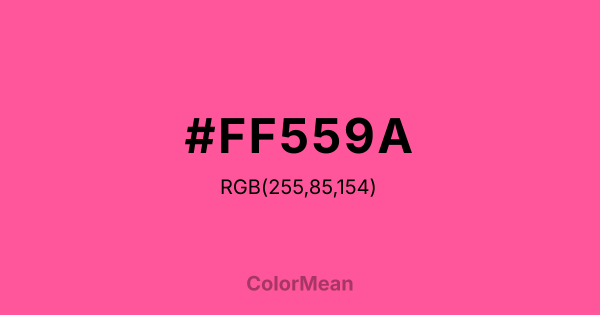 Color swatch image showing #FF559A with RGB(255,85,154) values