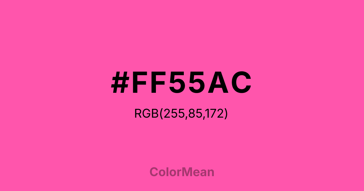 Color swatch image showing #FF55AC with RGB(255,85,172) values