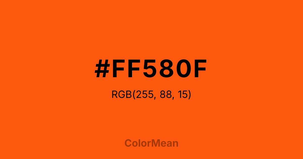 Color swatch image showing #FF580F with RGB(255,88,15) values