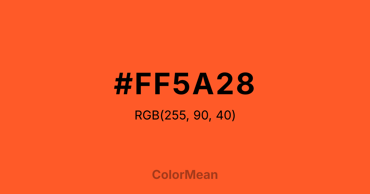Color swatch image showing #FF5A28 with RGB(255,90,40) values