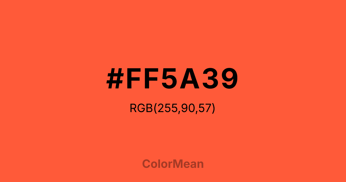 Color swatch image showing #FF5A39 with RGB(255,90,57) values