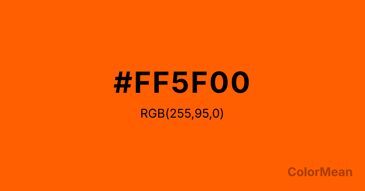 Color swatch image showing Vivid Orange (#FF5F00) with RGB(255,95,0) values