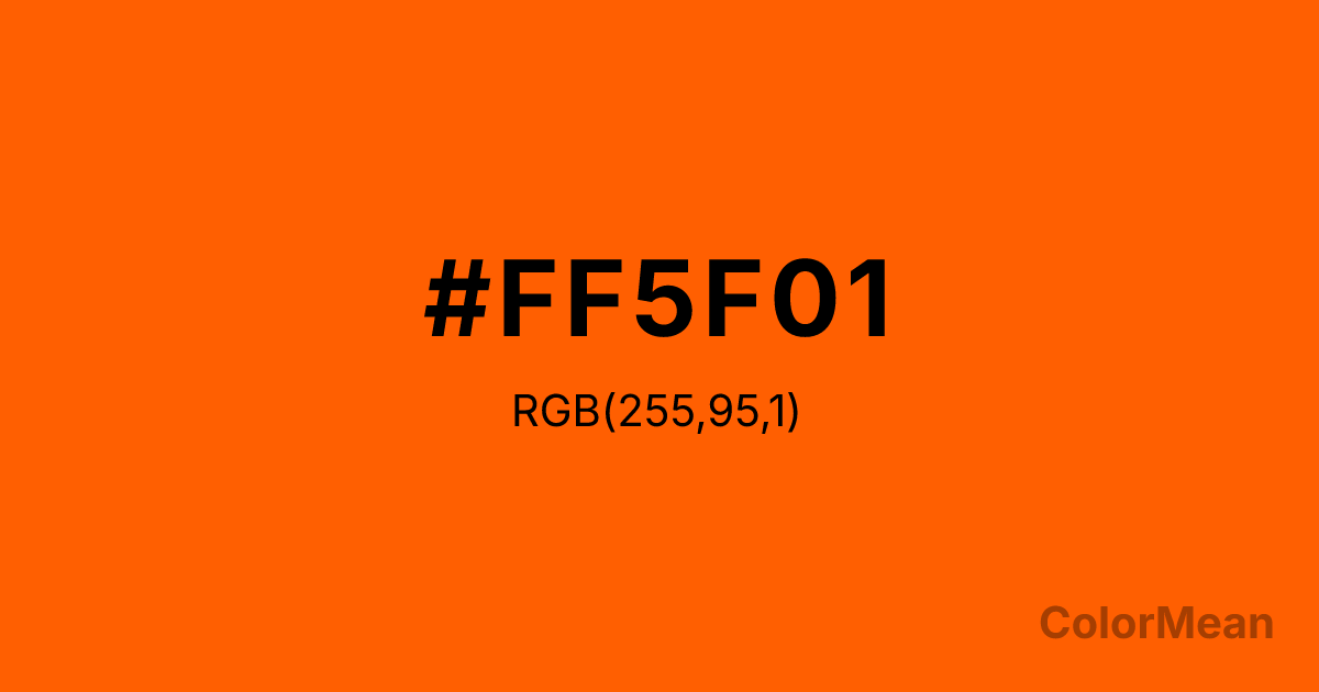 Color swatch image showing #FF5F01 with RGB(255,95,1) values