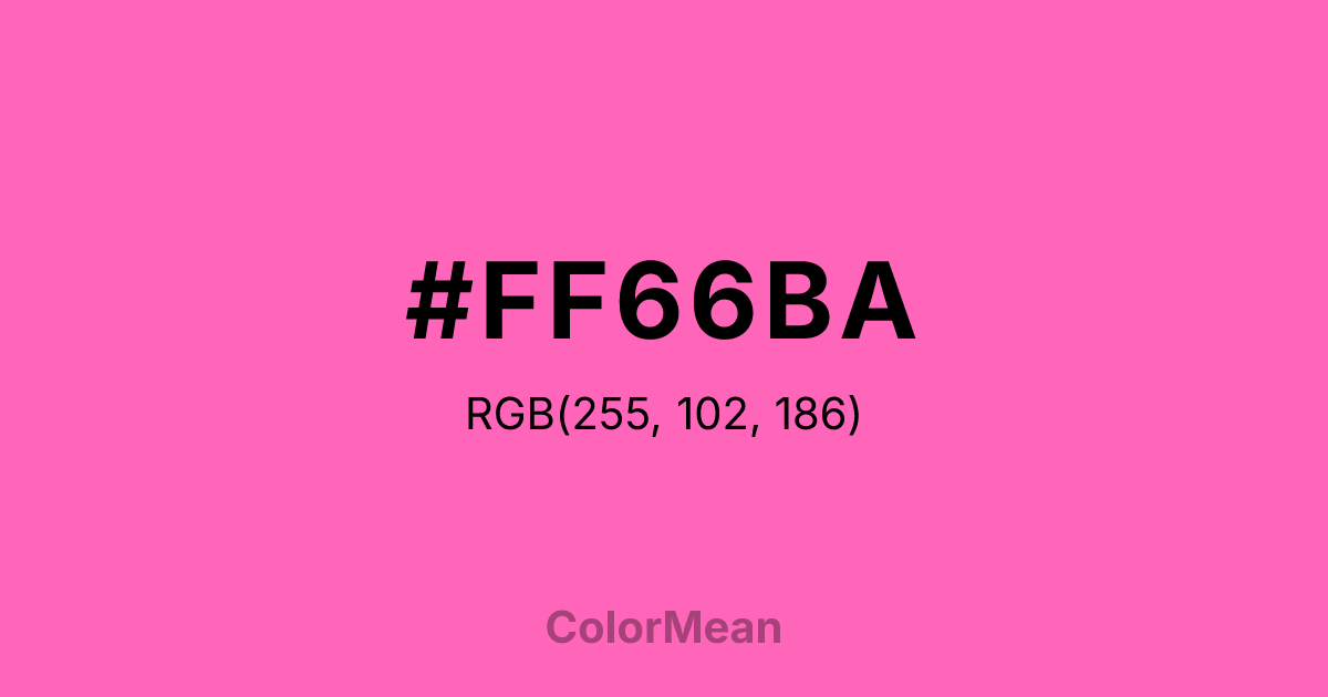 Color swatch image showing #FF66BA with RGB(255,102,186) values