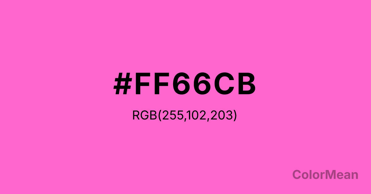 Color swatch image showing #FF66CB with RGB(255,102,203) values