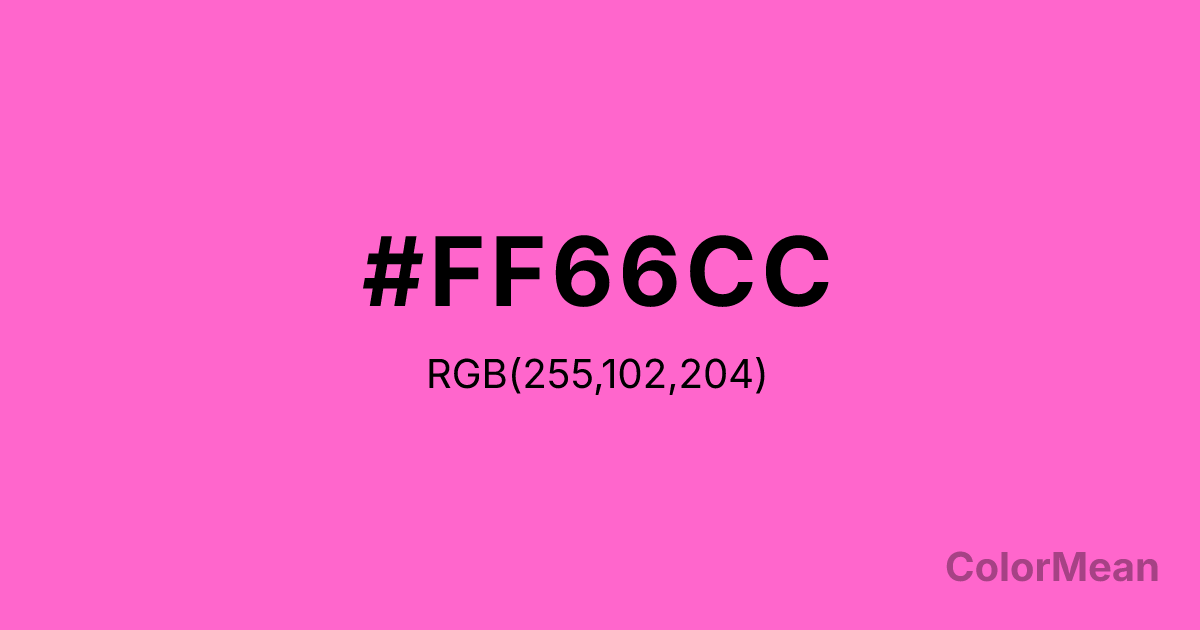 Color swatch image showing Rose Pink (#FF66CC) with RGB(255,102,204) values