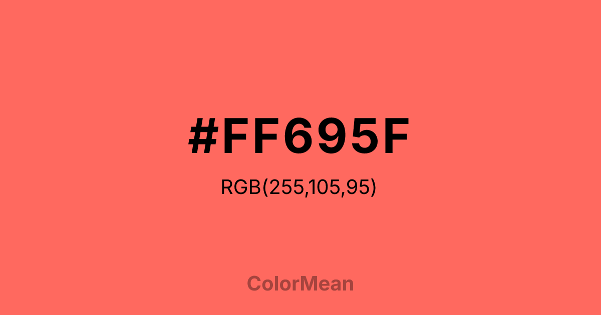 Color swatch image showing #FF695F with RGB(255,105,95) values