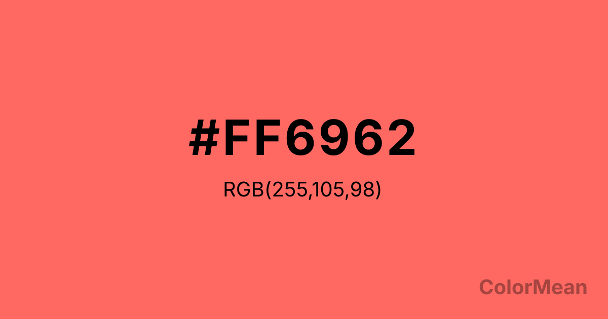 Color swatch image showing #FF6962 with RGB(255,105,98) values