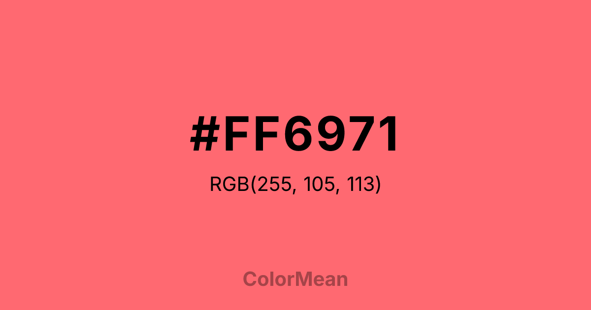 Color swatch image showing #FF6971 with RGB(255,105,113) values