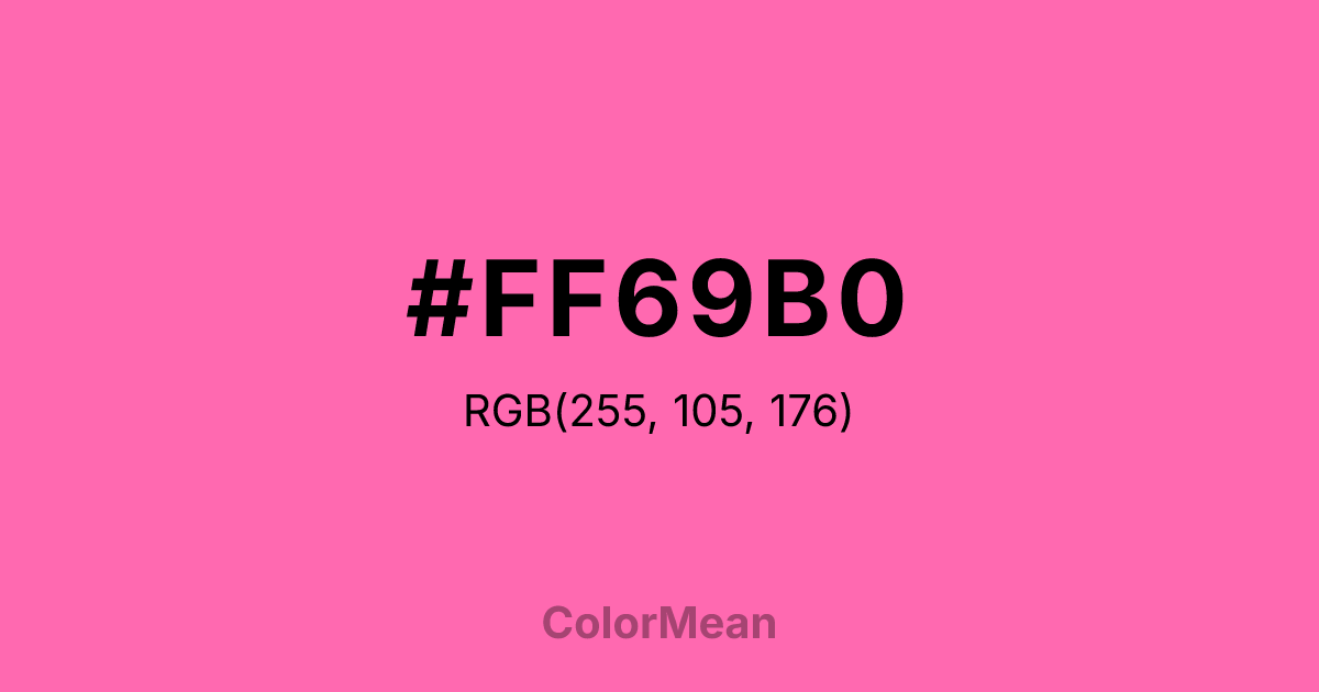 Color swatch image showing #FF69B0 with RGB(255,105,176) values