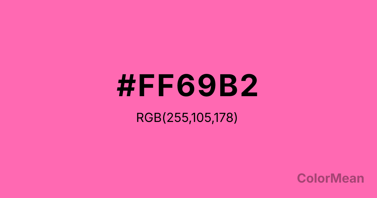 Color swatch image showing #FF69B2 with RGB(255,105,178) values