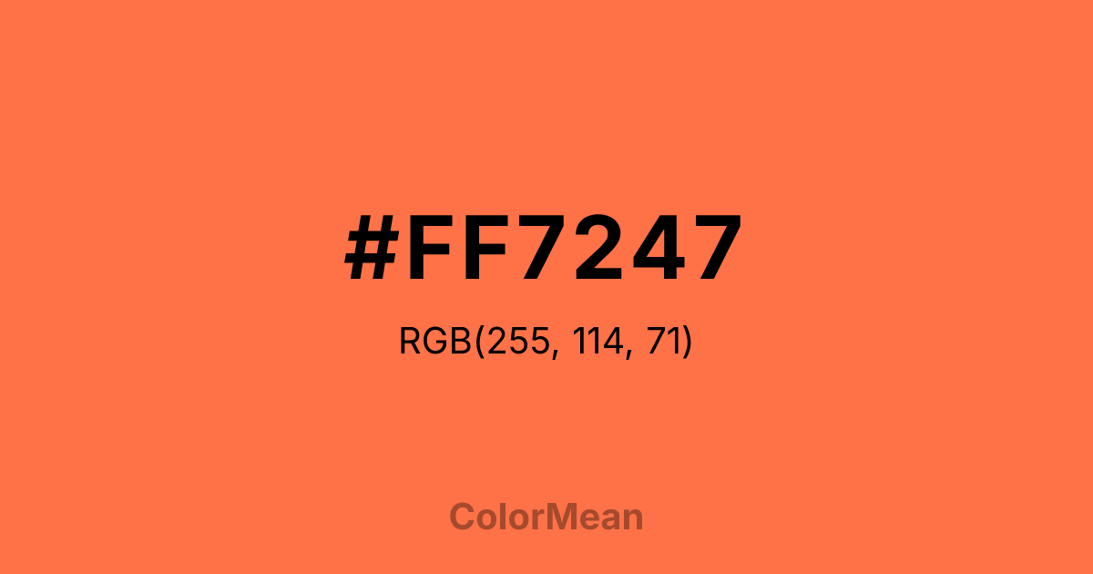 Color swatch image showing #FF7247 with RGB(255,114,71) values