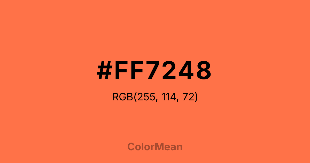 Color swatch image showing #FF7248 with RGB(255,114,72) values