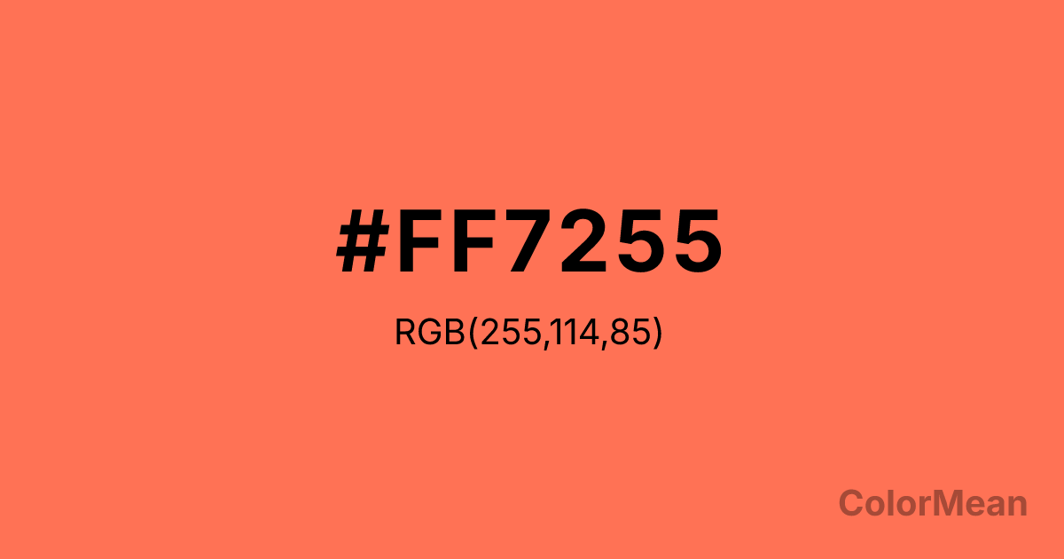 Color swatch image showing #FF7255 with RGB(255,114,85) values