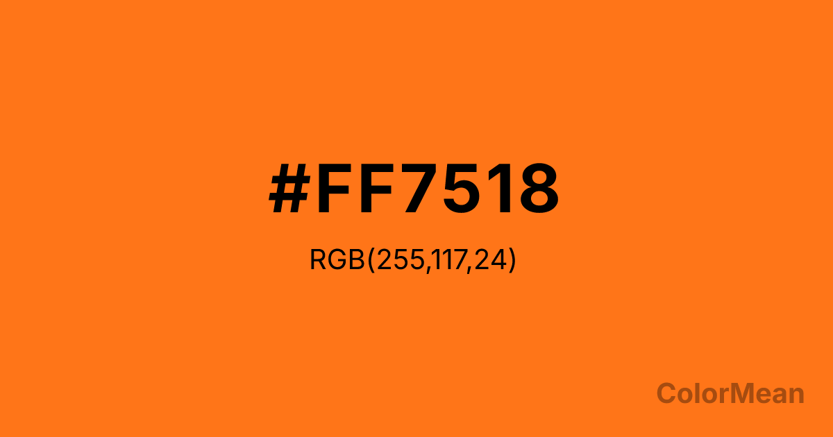 Color swatch image showing Pumpkin (#FF7518) with RGB(255,117,24) values