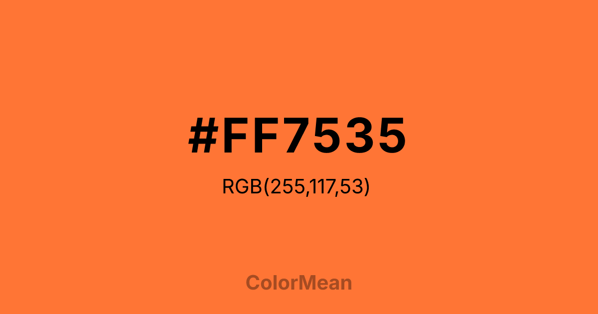 Color swatch image showing #FF7535 with RGB(255,117,53) values