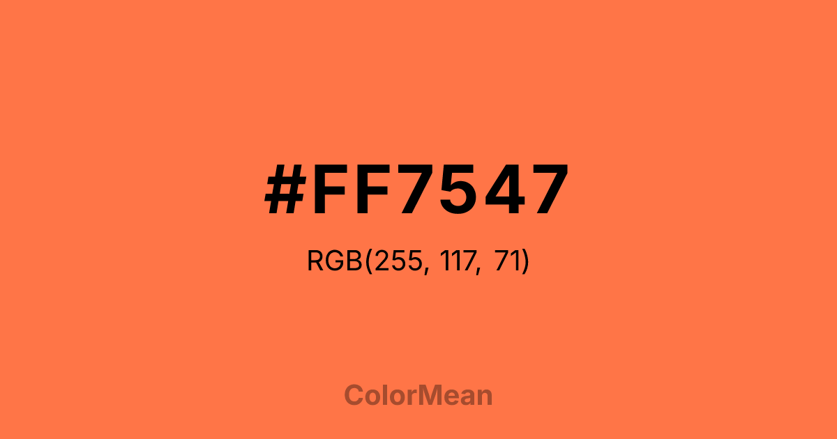 Color swatch image showing #FF7547 with RGB(255,117,71) values