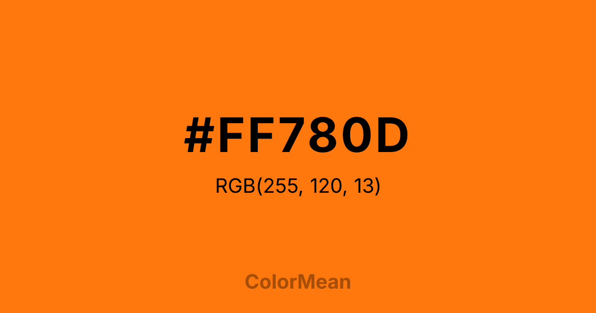 Color swatch image showing #FF780D with RGB(255,120,13) values