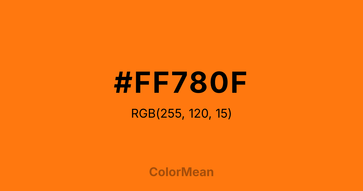 Color swatch image showing #FF780F with RGB(255,120,15) values