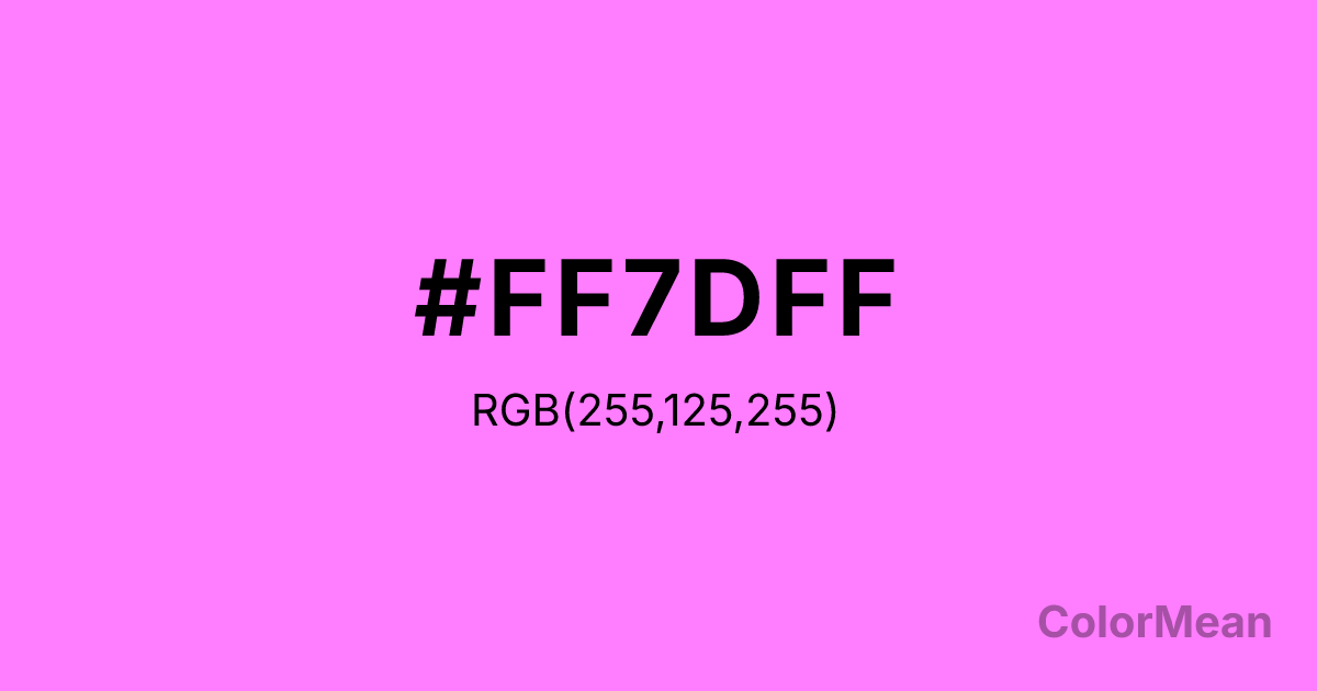 Color swatch image showing #FF7DFF with RGB(255,125,255) values