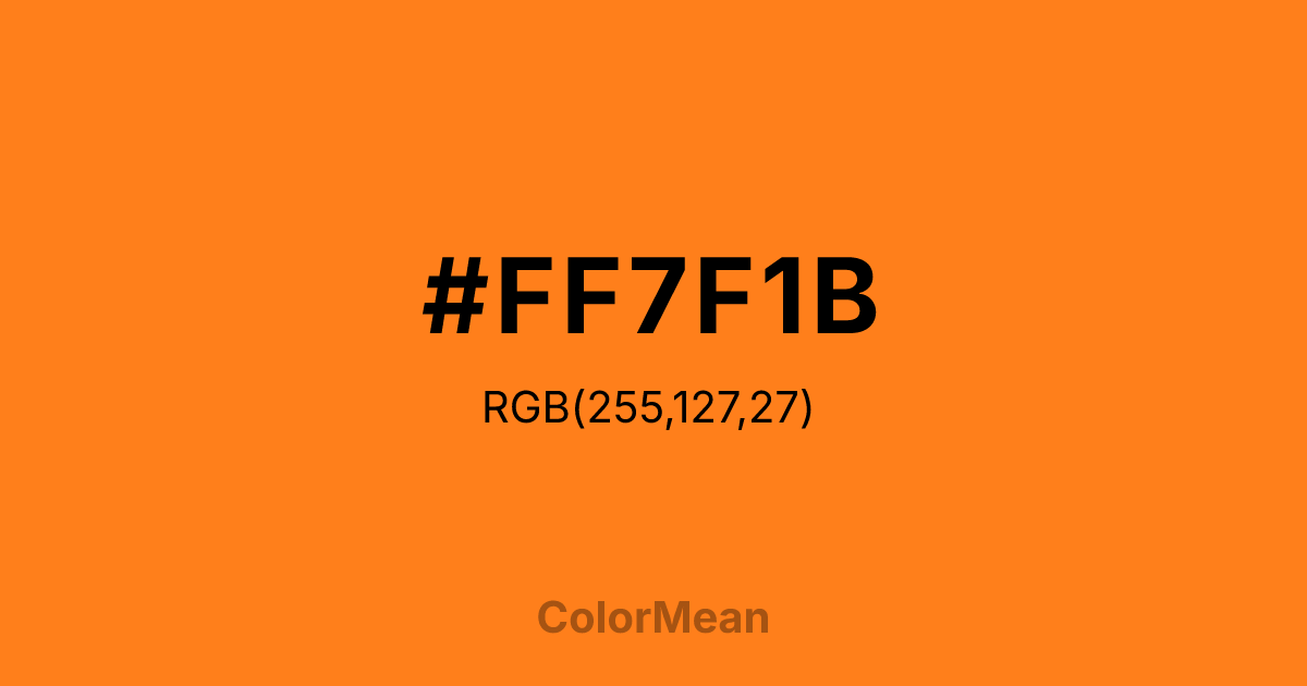 Color swatch image showing #FF7F1B with RGB(255,127,27) values