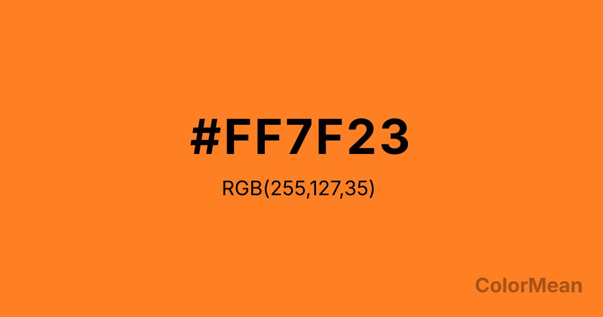 Color swatch image showing #FF7F23 with RGB(255,127,35) values
