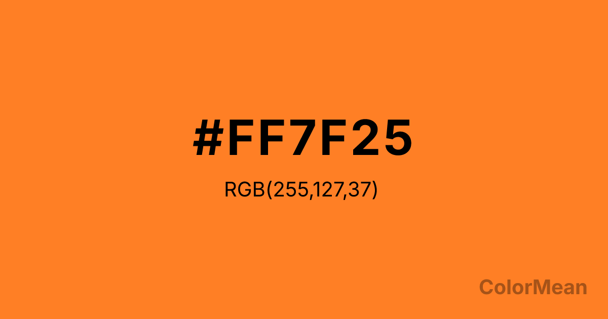 Color swatch image showing #FF7F25 with RGB(255,127,37) values