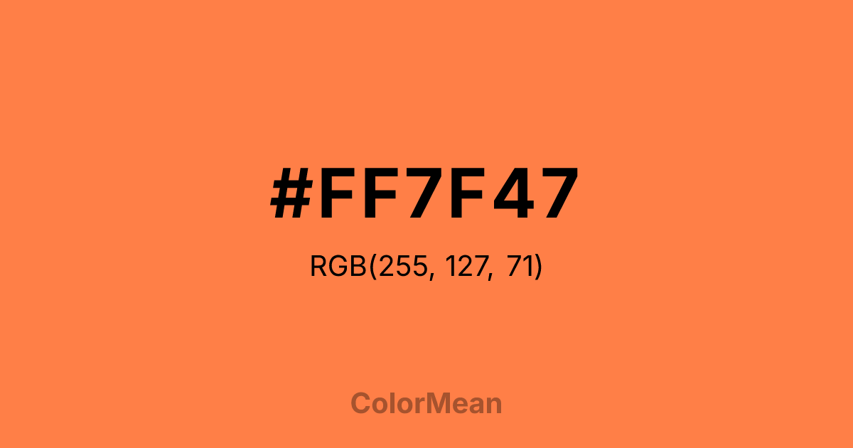 Color swatch image showing #FF7F47 with RGB(255,127,71) values