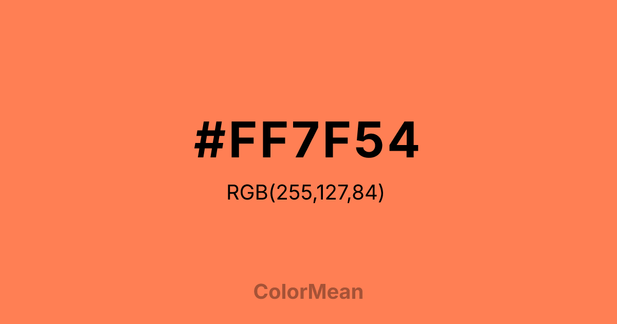 Color swatch image showing #FF7F54 with RGB(255,127,84) values