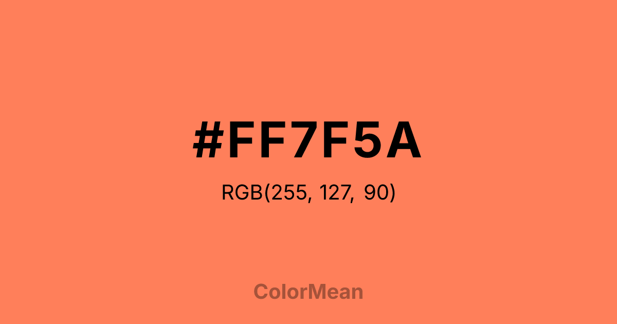 Color swatch image showing #FF7F5A with RGB(255,127,90) values