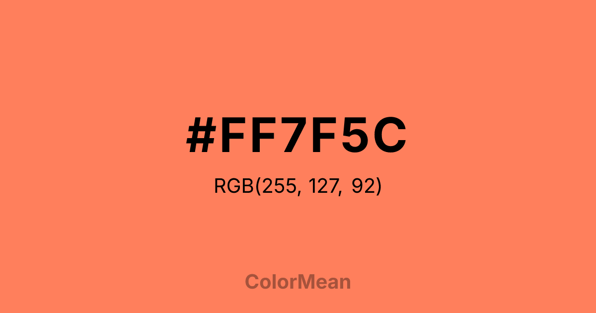 Color swatch image showing #FF7F5C with RGB(255,127,92) values
