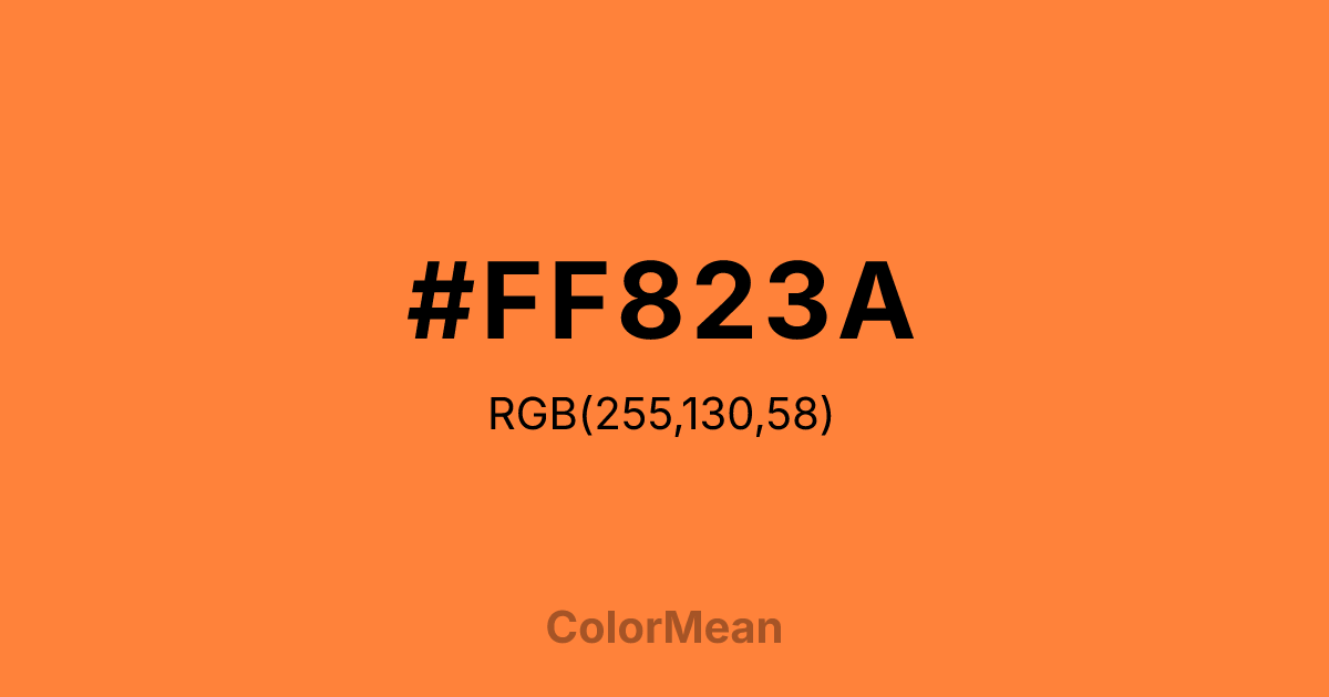 Color swatch image showing #FF823A with RGB(255,130,58) values