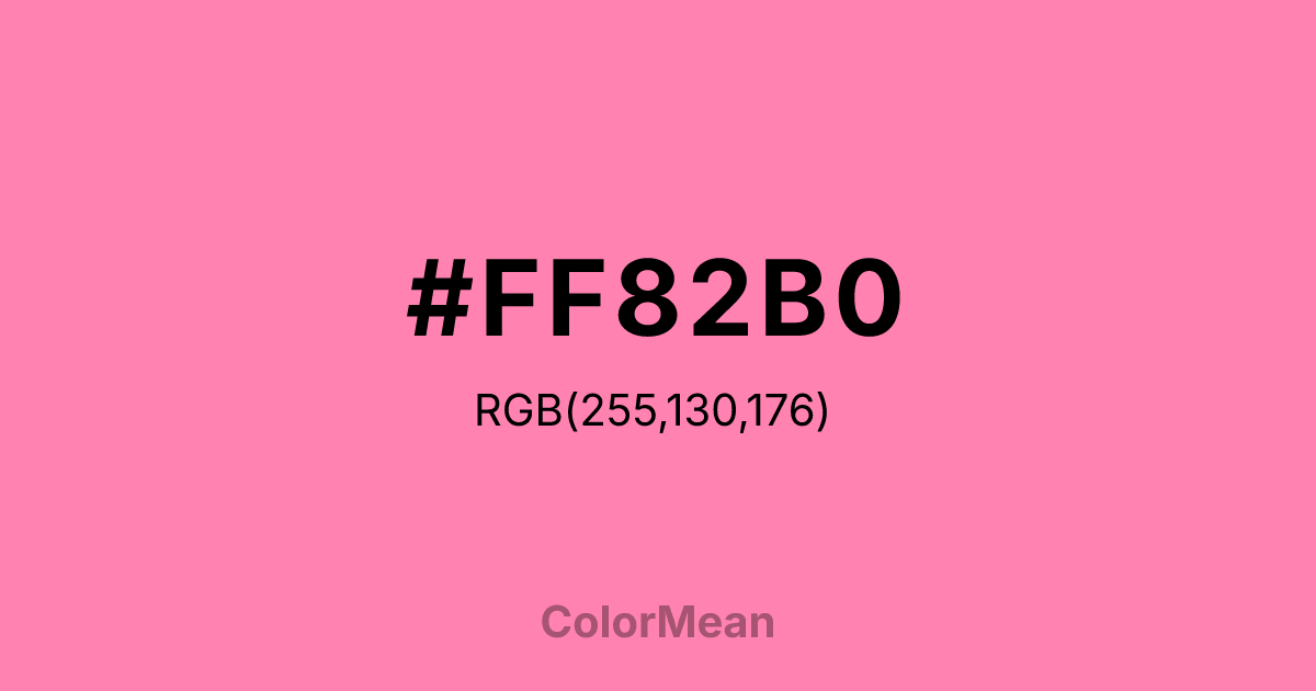 Color swatch image showing #FF82B0 with RGB(255,130,176) values