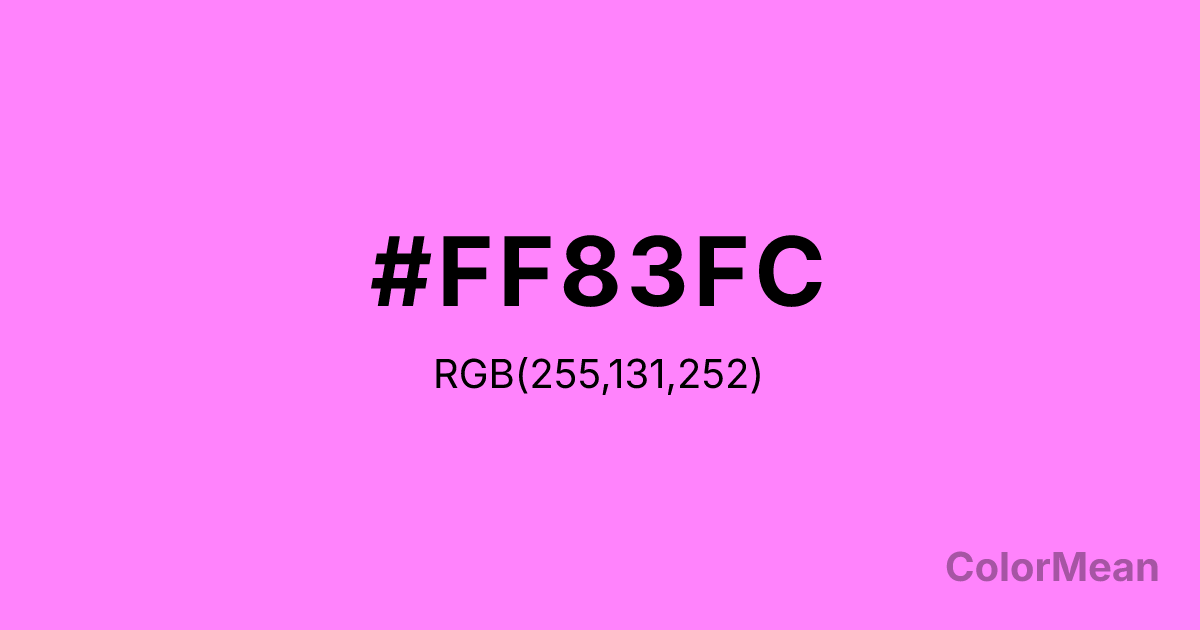 Color swatch image showing #FF83FC with RGB(255,131,252) values