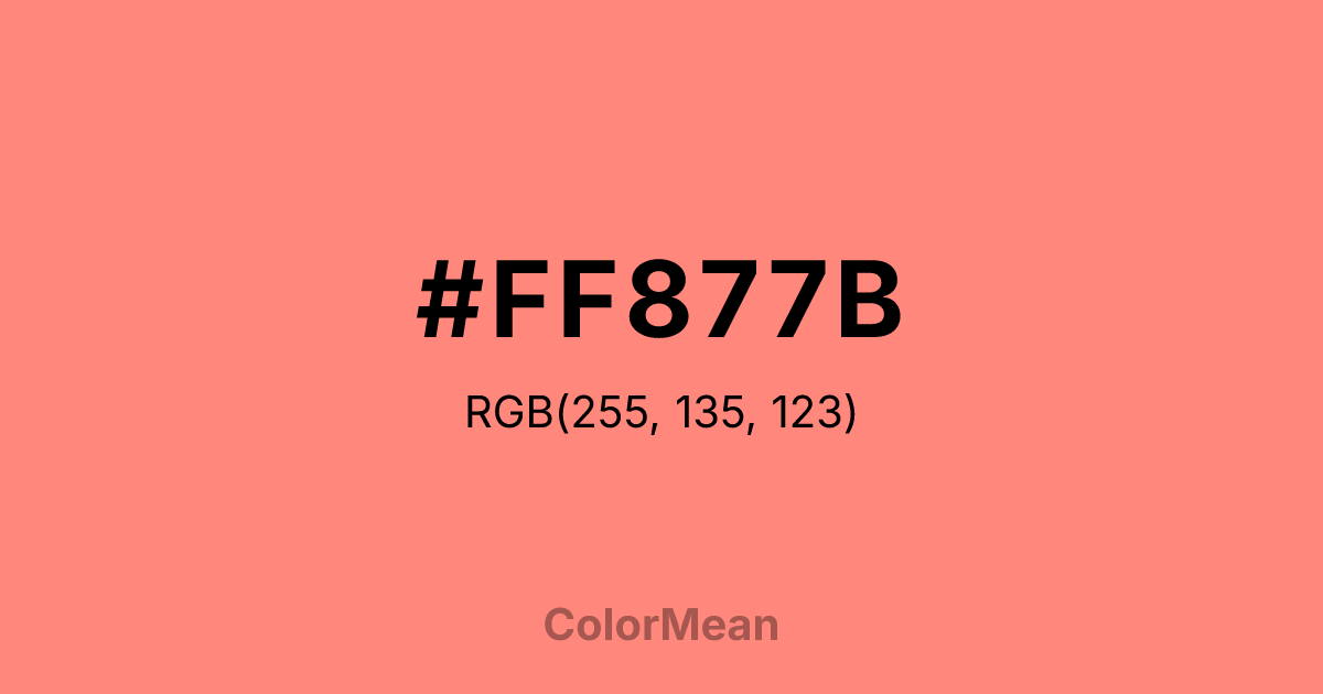 Color swatch image showing #FF877B with RGB(255,135,123) values