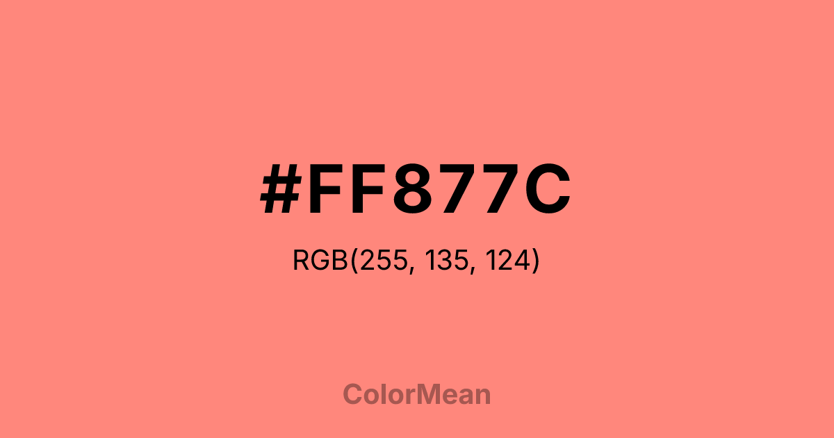 Color swatch image showing #FF877C with RGB(255,135,124) values
