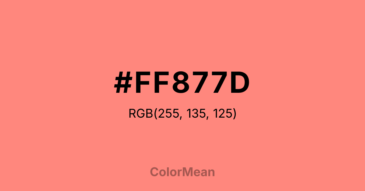 Color swatch image showing #FF877D with RGB(255,135,125) values